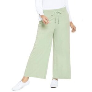 NYDJ Plus Size 4X Drawstring Wide Leg Ankle French Terry Pants In Sunkissed Sage